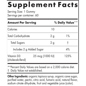 Vitamin D3 Gummies 1000 IU - Горски плодове 60 желирани бонбони