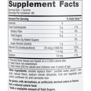 Vitamin D3 Zero Sugar 1000 IU - Горски плодове 60 желирани бонбони