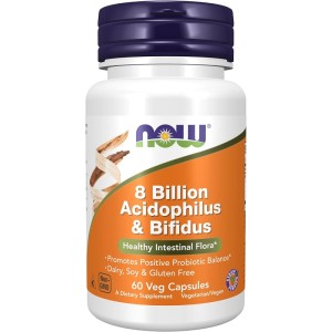 8 Billion Acidophilus & Bifidus 60 веге капсули | Now Foods 8 Billion Acidophilus & Bifidus 60 веге капсули | Now Foods