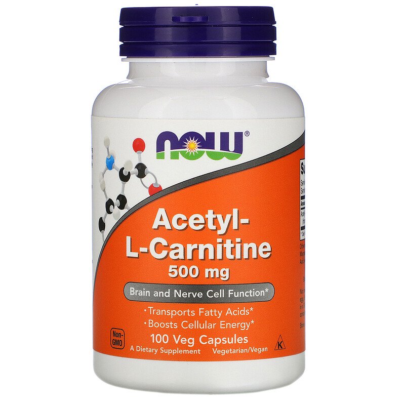 Ацетил Л-карнитин 500 мг 100 веге капсули | Now Foods