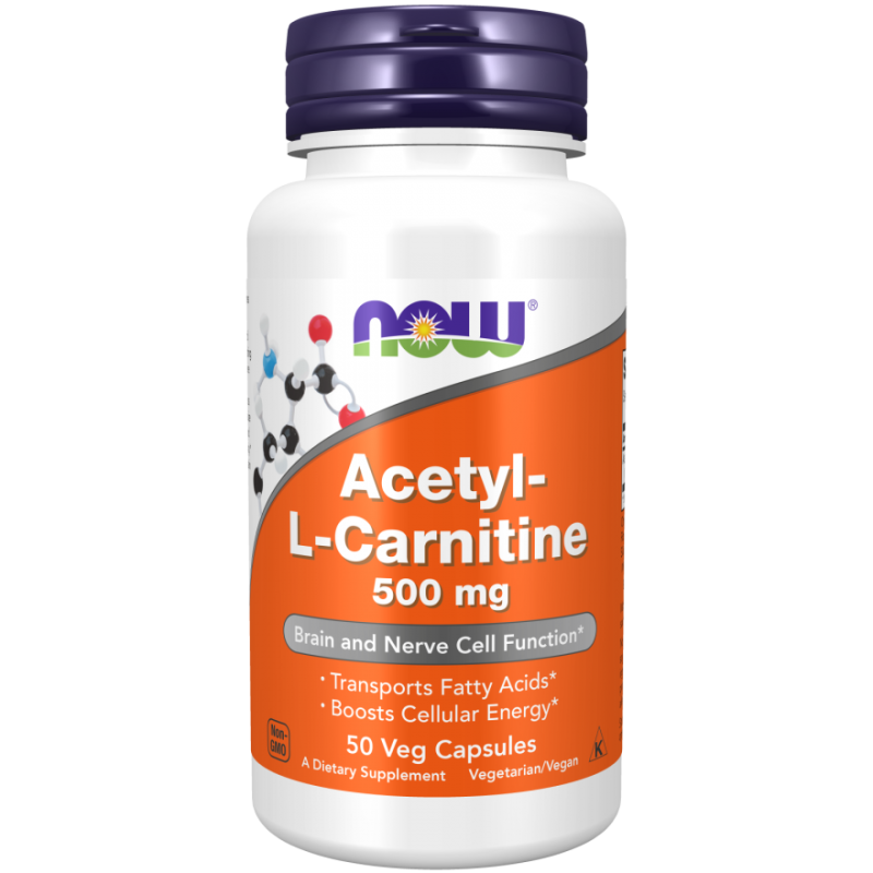 Ацетил Л-карнитин 500 мг 50 веге капсули | Now Foods