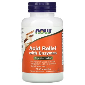 Acid Relief with Enzymes 60 дъвчащи таблетки | Now Foods