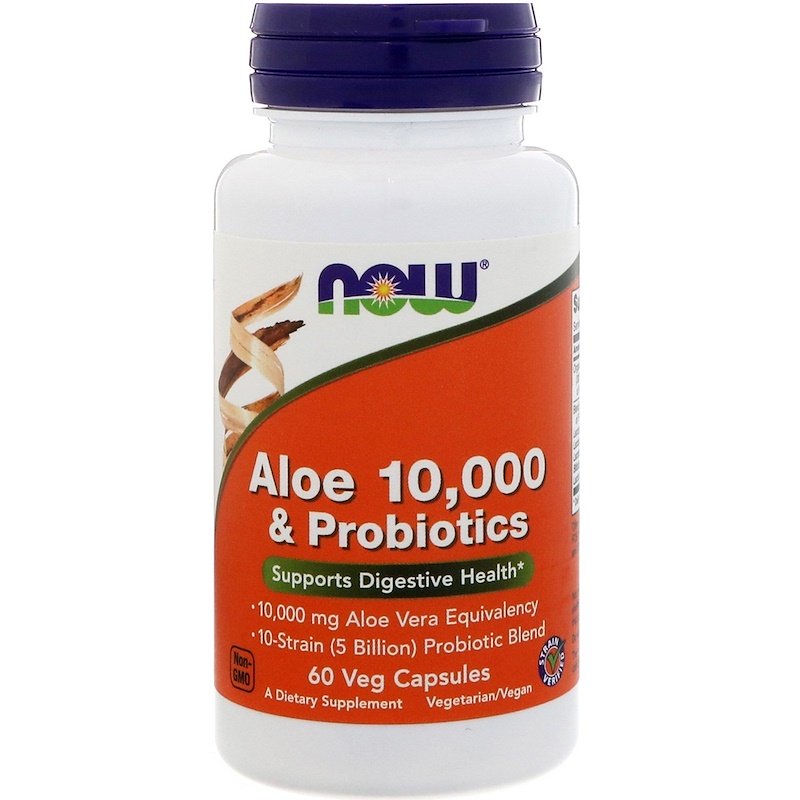 Aloe Vera 10000 & Probiotics 60 веге капсули | Now Foods