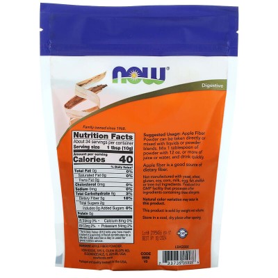 Apple Fiber Pure Powder 340 гр | Now Foods Apple Fiber Pure Powder 340 гр | Now Foods