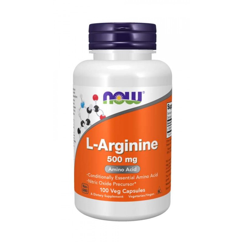 L-Arginine 500 мг 100 веге капсули | Now Foods