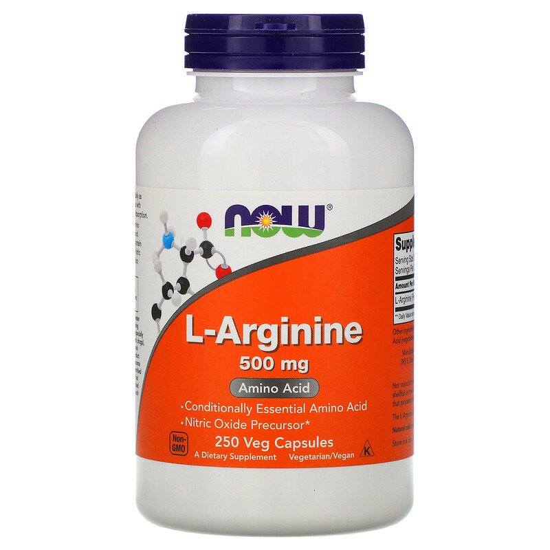 L-Arginine 500 мг 250 веге капсули | Now Foods