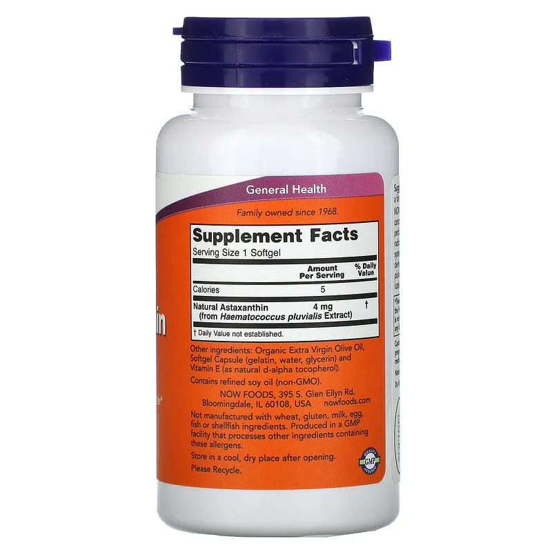 Astaxanthin 4 мг 90 гел-капсули | Now Foods Astaxanthin 4 мг 90 гел-капсули | Now Foods