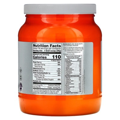 Beef Protein Bone Broth Powder 544 гр | Now Foods