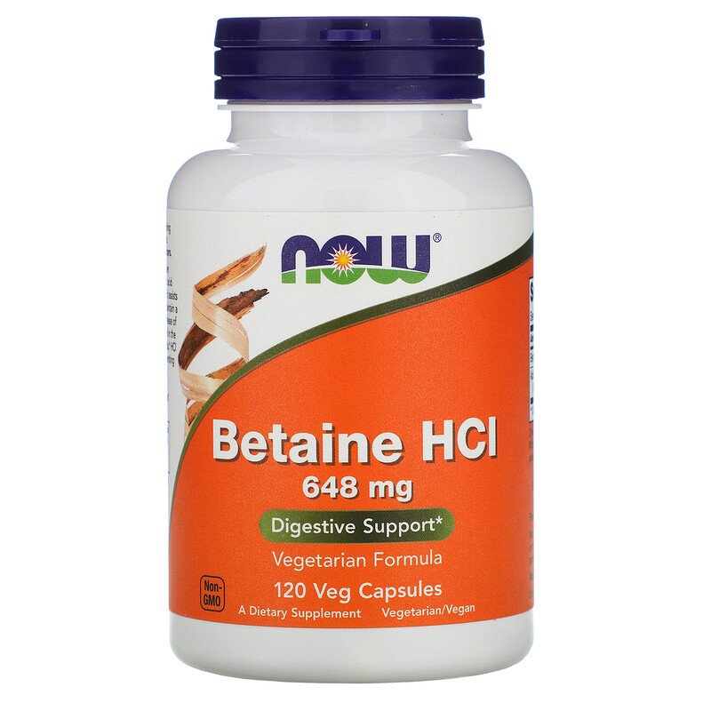 Бетаин HCl 648 мг 120 веге капсули | Now Foods