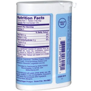 Стевия Таблетки 175 бр | 0 калории | Now Foods