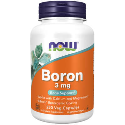 Бор (Boron) 3 мг 250 веге капсули | Now Foods Понижава холестерола Използва се за облекчение на артрита Повишава плътността на костите Укрепва ставите Бор е минерал, който е много важен за организма Бор (Boron) 3 мг 250 веге капсули | Now Foods Понижава х
