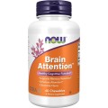 Brain Attention 60 дъвчащи таблетки | Now Foods