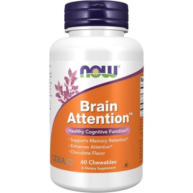 Brain Attention 60 дъвчащи таблетки | Now Foods