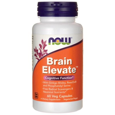 Добавка за Концентрация Brain Elevate 60 веге капсули | Now Foods Съдържа хуперцин А, гинко билоба, Leci-PS (фосфатидил-серин) и RoseOx Неврозащитна и антиоксидантна активност Подпомага процеси Добавка за Концентрация Brain Elevate 60 веге капсули | Now F