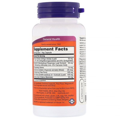 Добавка за Концентрация Brain Elevate 60 веге капсули | Now Foods Съдържа хуперцин А, гинко билоба, Leci-PS (фосфатидил-серин) и RoseOx Неврозащитна и антиоксидантна активност Подпомага процеси Добавка за Концентрация Brain Elevate 60 веге капсули | Now F