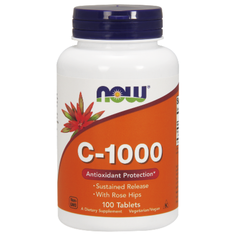 Витамин C 1000 мг 100 таблетки с Удължено освобождаване | Now Foods