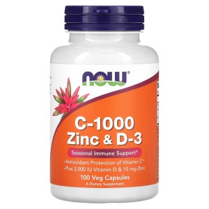 C-1000 Zinc & D-3 100 веге капсули | Now Foods