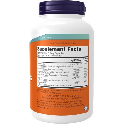 Calcium Citrate Caps with Minerals & Vitamin D-2 120 веге капсули | Now Foods