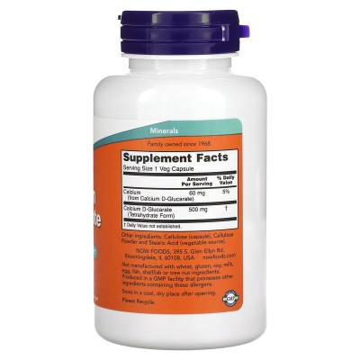 Calcium D-Glucarate 500 мг 90 веге капсули | Now Foods