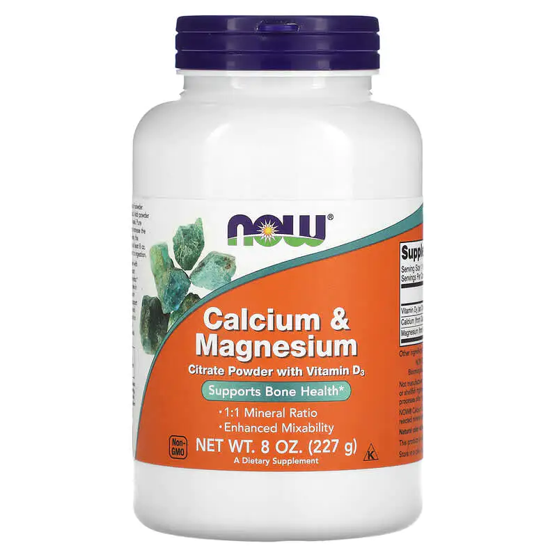 Calcium & Magnesium Citrate Powder with Vitamin D3 227 гр | Now Foods Calcium & Magnesium Citrate Powder with Vitamin D3 227 гр | Now Foods