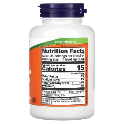 Certified Organic Spiruline Powder 113 гр | Now Foods