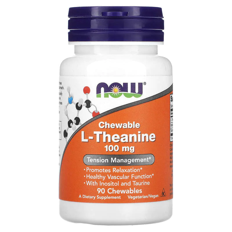 Chewable L-Theanine 100 мг 90 дъвчащи таблетки | Now Foods Chewable L-Theanine 100 мг 90 дъвчащи таблетки | Now Foods