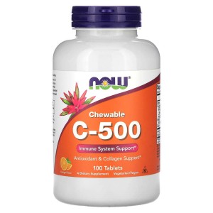 Chewable Vitamin C-500 100 дъвчащи таблетки | Now Foods