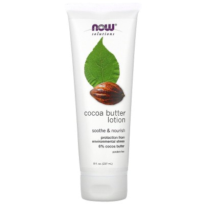 Cocoa Butter Lotion 237 мл | Now Foods Естествен продукт с невероятен аромат на какао Грижи се за мекотата, сиянието, еластичността на кожата Подпомага заличаването на стрии Лосион с Какаово Масло е на топ Cocoa Butter Lotion 237 мл | Now Foods Естествен 