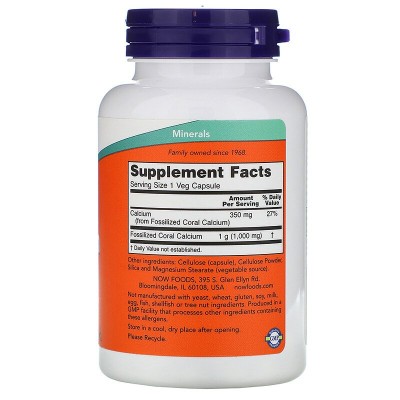 Coral Calcium 1000 мг 100 веге капсули | Now Foods Подходящ при напрегнати физически тренировки Спомага обмяната на веществата Стимулира имунната защита Понижава кръвното налягане Коралов Калций 1000 Coral Calcium 1000 мг 100 веге капсули | Now Foods Подх