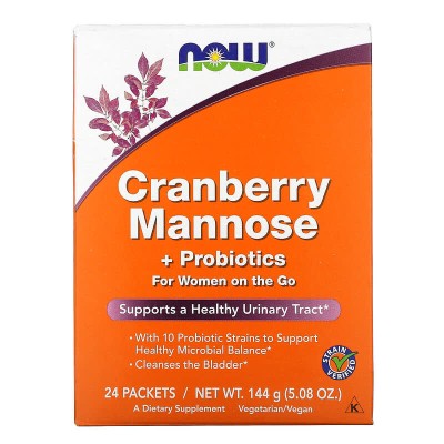 Cranberry Mannose + Probiotics 24 пакетчета | Now Foods