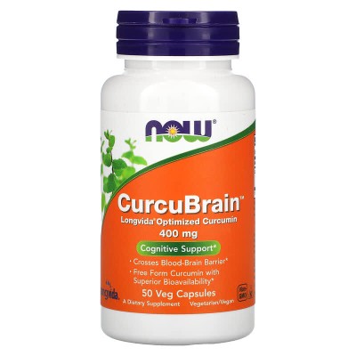 CurcuBrain 400 мг 50 веге капсули | Now Foods