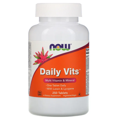 Daily Vits Multi 250 таблетки | Now Foods Поддържат имунната система Дават енергия Грижат се за очите Поддържат костите здрави Регулират холестерола в кръвта Без глутен Daily Vits Multi 250 таблет Daily Vits Multi 250 таблетки | Now Foods Поддържат имунна