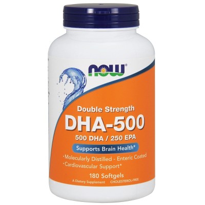 DHA-500 Double Strength 180 гел-капсули | Now Foods Поддържа имунната система Подпомага сърдечно-съдовата система Има противовъзпалителни свойства Действа подмладяващо на кожата Помага при психични проб DHA-500 Double Strength 180 гел-капсули | Now Foods 