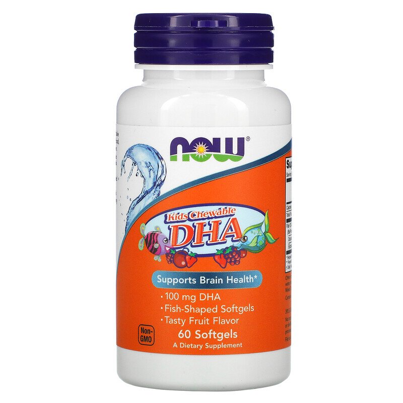 Рибено Масло за Деца DHA Kid's Chewable 100 мг | Now Foods