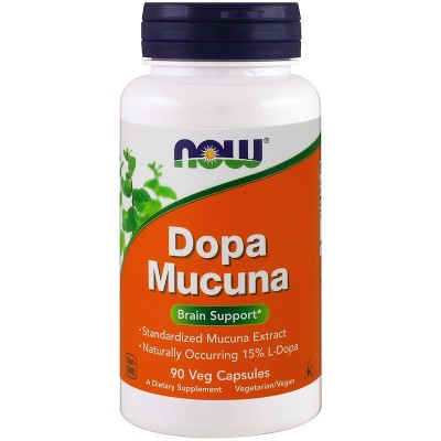 Dopa Mucuna 90 веге капсули от Now Foods Mucuna Pruriens, стандартизиран екстракт на „семена от кадифе” Повишава тонуса 15% леводопа (L-DOPA) Стимулира метаболизма Намалява стреса Га Dopa Mucuna 90 веге капсули от Now Foods Mucuna Pruriens, стандартизиран