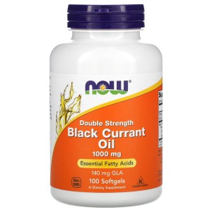 Double Strength Black Currant Oil 1000 мг 100 гел-капсули | Now Foods