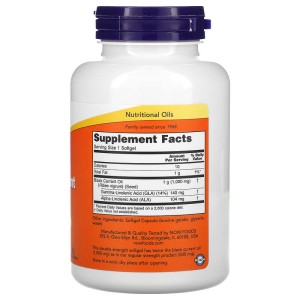 Double Strength Black Currant Oil 1000 мг 100 гел-капсули | Now Foods