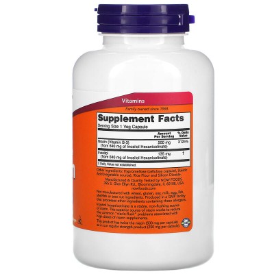Double Strength Flush-Free Niacin 500 мг 180 веге капсули | Now Foods Double Strength Flush-Free Niacin 500 мг 180 веге капсули | Now Foods