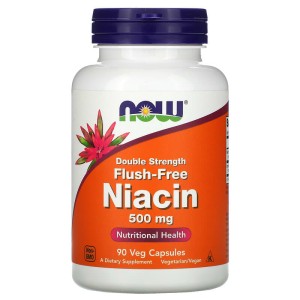 Double Strength Flush-Free Niacin 500 мг 90 веге капсули | Now Foods