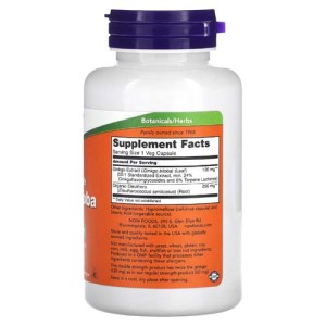 Double Strength Ginkgo Biloba 120 мг 100 веге капсули | Now Foods
