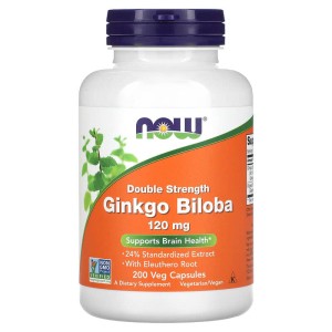 Double Strength Ginkgo Biloba 120 мг 200 веге капсули | Now Foods