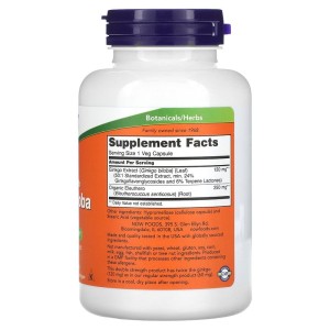 Double Strength Ginkgo Biloba 120 мг 200 веге капсули | Now Foods