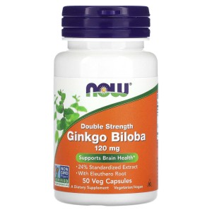 Double Strength Ginkgo Biloba 120 мг 50 веге капсули | Now Foods