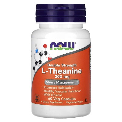 Double Strength L-Theanine 200 мг 60 веге капсули | Now Foods Double Strength L-Theanine 200 мг 60 веге капсули | Now Foods