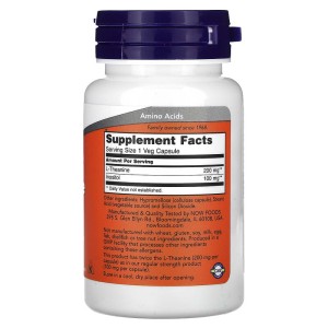 Double Strength L-Theanine 200 мг 60 веге капсули | Now Foods