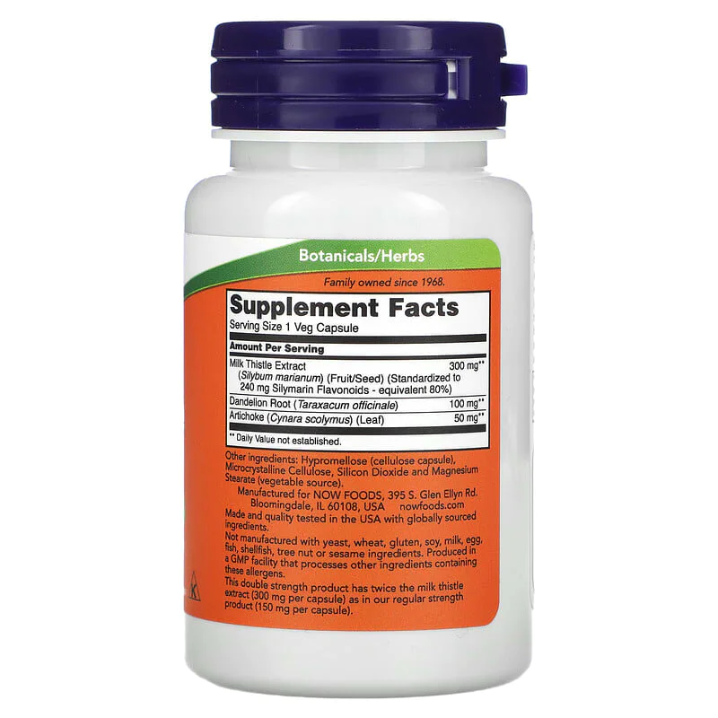 Double Strength Milk Thistle Extract 300 мг 50 веге капсули | Now Foods Double Strength Milk Thistle Extract 300 мг 50 веге капсули | Now Foods
