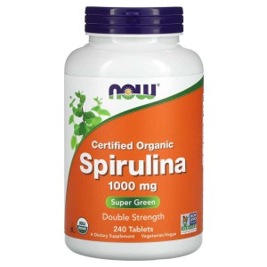 Double Strength Spirulina 1000 мг 240 таблетки | Now Foods