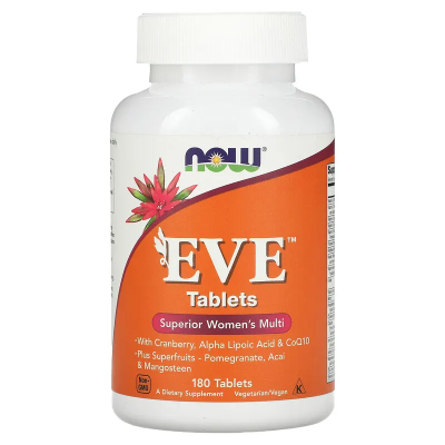 Eve Womens Multiple Vitamin 180 таблетки | Now Foods Подсилват имунната система Грижат се за красотата на кожата Предотвратяват умората и стреса Укрепват организма Придават енергия Без глутен Eve Womens Multiple Vitamin 180 таблетки | Now Foods Подсилват 
