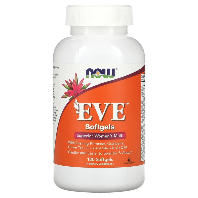 Eve Womens Multiple Vitamin 180 гел-капсули | Now Foods Съдържа минерали от морски водорасли – Aquamin® TG Уникална формула, разработена специално за жените Усъвършенстван мултивитаминен продук Eve Womens Multiple Vitamin 180 гел-капсули | Now Foods Съдър