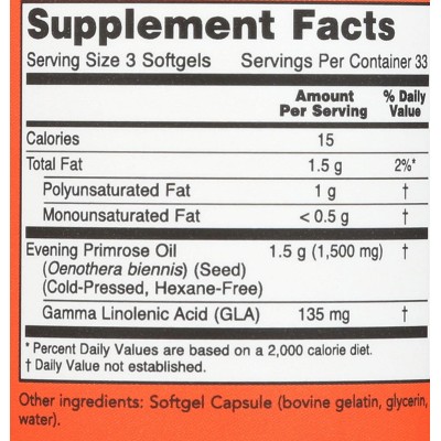 Evening Primrose Oil 500 мг 100 гел-капсули | Now Foods Натурален продукт с висока ефективност Срещу възпалителни и инфекциозни състояния За по-добър метаболизъм Подобрява състоянието на кръвоносните съдов Evening Primrose Oil 500 мг 100 гел-капсули | Now